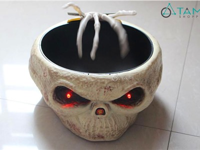 Thố đựng kẹo Halloween Hộp sọ điện tử bàn tay chụp